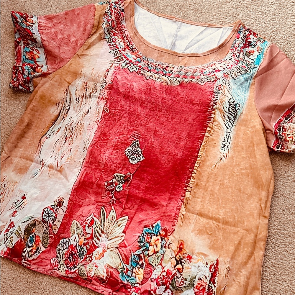 Chic Women's Floral Patchwork Blouse - image 4